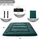 MAXYOYO Japanese Floor Mattress Futon Mattress, Thicken Sleeping Pad Foldable Roll Up Floor Futon for Adults Tatami Mat Dormitory Lounger, Dark Green, Twin Size