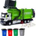 Toddlers Garbage Truck Toys Kids Trash Truck Toy Set Medium Size Alloy Inertia Driving Simulation Model Sound and Light