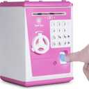 LIKE Toy Piggy Bank Safe Box Fingerprint ATM Bank ATM Machine Money Coin Savings Bank for Kids Pink