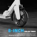 Scooters for Kids 8-12, Teens & Adults - Lightweight, Foldable, 8-Inch Big Wheels, Hand Brake & Bell, 4 Adjustable Height Levels, 240 lbs Max Load, Perfect for School, Campus and Park Rides