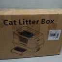 Vivifying Stainless Steel Litter Box, XL Side Entry Extra Large Litter Box with Lid for Big Cats & Kitty, Removable Enclosed Metal Cat Pan with High Sided Enclosure, Scoop (Black)