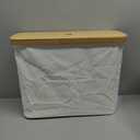 LONBET Toilet Paper Storage for 12 Rolls, Stackable & Foldable - The Ultimate Bathroom Organizer - Waterproof Basket with Bamboo Lid - Elegant Toilet Paper Storage Holder, Beige