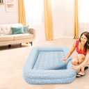 Intex 66810FL Inflatable Kidz Travel Bed Set, Includes Hand Pump and Carry Bag, Removable Mattress, Quick Inflation, Indoor Use, 42in x 66in x 10in, Blue with Star Print Frame