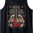 Vintage Retro Style 80s Guitar with Wings Rock and Roll Tank Top (Small, Black)