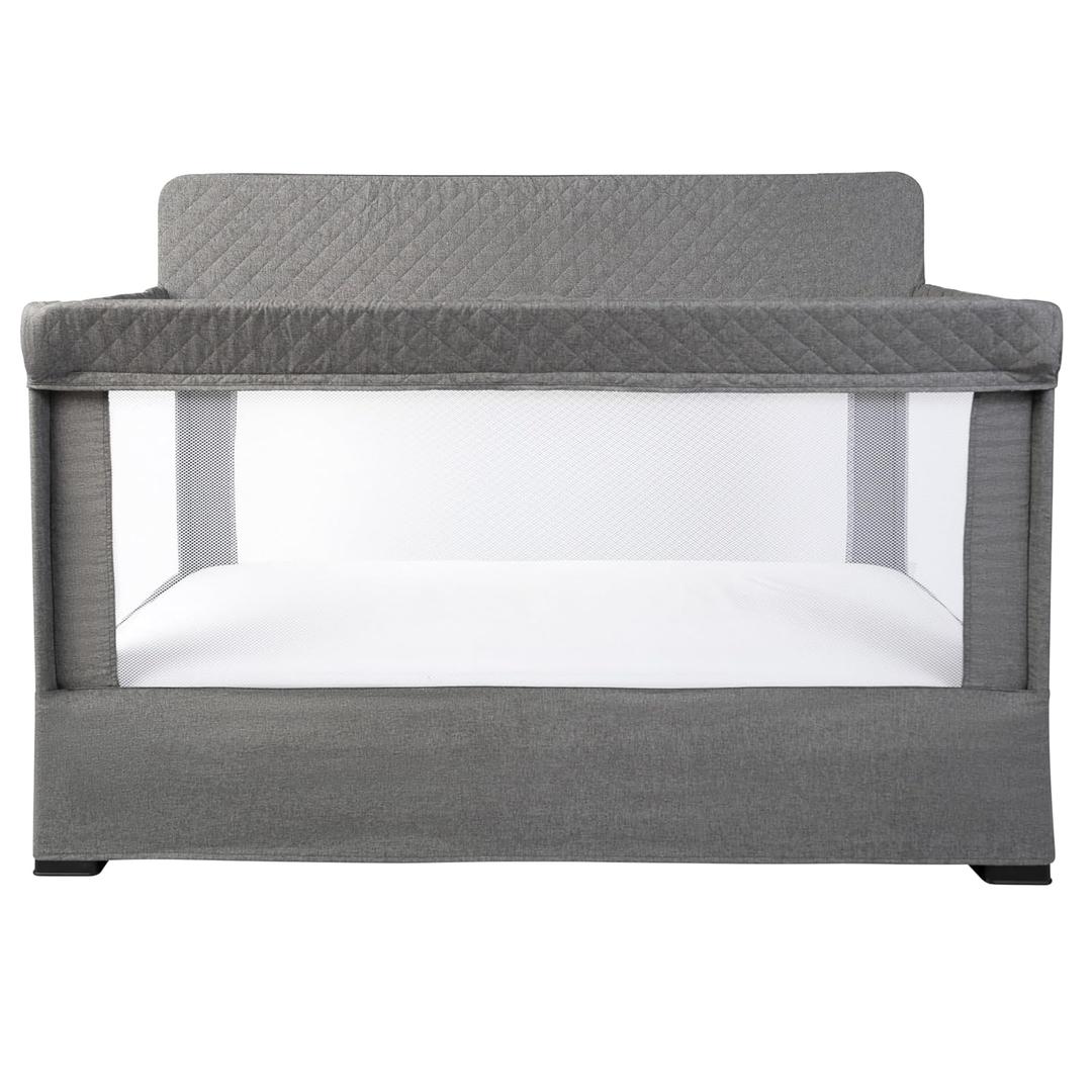 Baby Delight Lunaire Full Size Crib | Breathable Mesh Baby Crib | Tool-Free Assembly Baby Bed | Charcoal Tweed