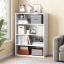 NELYE Basic Open Shelf Bookcase - 4-Tier Wooden Cube Storage Shelves Split Bookshelf, White