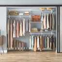 ClosetMaid ShelfTrack Wire Closet Organizer System, Adjustable from 5 to 8 Ft., with Shelves, Clothes Rods, Hardware, Durable Steel, White
