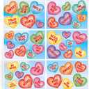 2 x Valentine's Day Window Clings Stickers 9 Sheets, Valentine Conversation Hearts Window Sticker Decor, Valentine Heart Decals Decorations for Glass Valentine's Day Wedding Anniversary Office Home