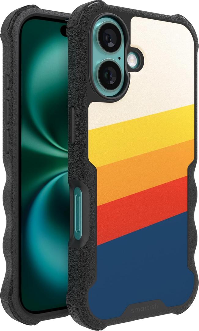 Smartish iPhone 16 Protective Magnetic Case - Gripzilla Compatible with MagSafe [Rugged + Tough] Heavy Duty Grip Armored Slim Cover w/Drop Tested Protection for Apple iPhone 16 - Striped Up