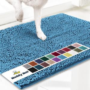 Muddy Mat | Super Absorbent Door Mat Indoor, Microfiber Quick Dry Chenille Entryway Rug, Non-Slip Front Door Mat, Indoor Mats for Entryway, Machine Washable Pet Rug, Sky Blue 19"x30"