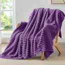 BEDELITE Fleece Throw Blanket for Couch - 300GSM Soft & Warm Fluffy Purple Blanket, Decorative and Giftable Striped Blankets for Women, Men, 50"x60"