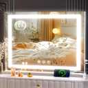 Gvnkvn Makeup Vanity Mirror 24" x 19" Large LED Makeup Mirror, Desk Mirorr with Lights, Light up Mirror with 10X Magnification and, Dimmable 3 Modes, Touch Control White