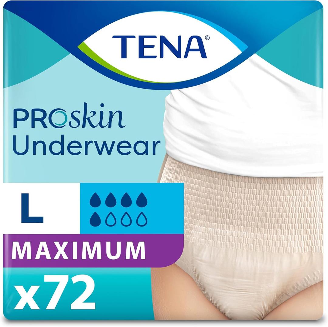 TENA ProSkin Large Nude-Colored Adult Female Moderate Absorbency Protective Disposable Underwear, 72 Count