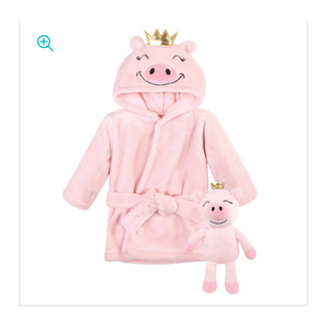Hudson Baby Plush Bathrobe and Toy Set, Pig