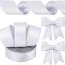 Yungyan Velvet Ribbons with Gold Edge Felt Ribbon Gift Bow Wrapping Ribbon for Handmade, Home Decor, Gift Wrapping, Wreath DIY Crafts, Christmas Tree (2.5 Inch X 35 Yards,White)