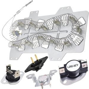2026 UPGRADE Dryer Heating Element for Samsung dv42h5000ew/a3 dv45h7000ew/a2 dv48h7400ew/a2 DC47-00019A Dryer Heating Element DC47-00018A Thermostat DC47-00016A DC32-00007A DC96-00887A Thermal fuse