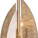 Minka Lavery 3463-788 Saint Martin Alabaster & Hammered Panels Pendant Ceiling Light, 8-Light 480 Total Watts, 47" H x 18" W, Ashen Gold