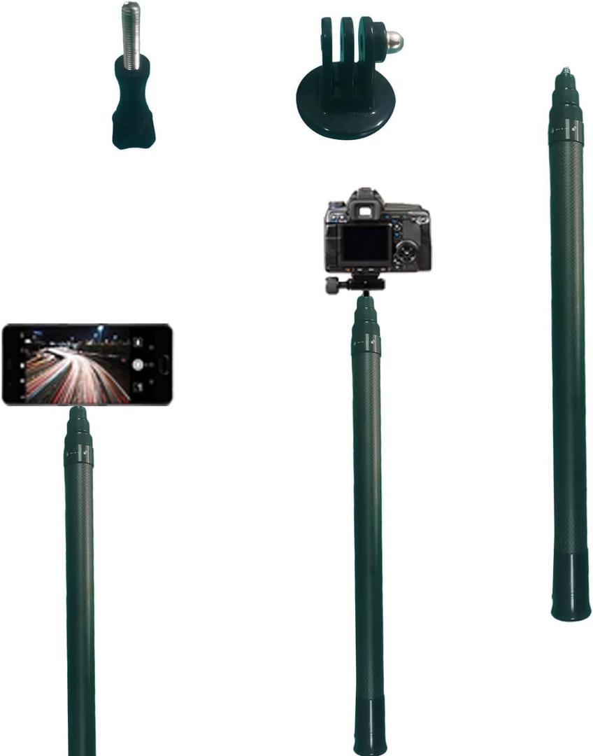 5.4ft Long Invisible Selfie Stick - Carbon Fiber Monopod (65in/165cm) for X4, X3, ONE X2, ONE R, ONE X, GO 3S, 3, 2 - Lightweight & Portable Extension Pole for 360 Cameras
