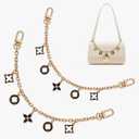 2 Pcs Bag Charm Chain Replacement Purse Chain with Gold Black Flower Pendant Bum Bag Accessories Suitable for Handbags Crossbody Bags 11.8 Inches
