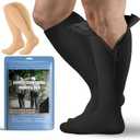 Tinojye 2 Pair Plus Size Closed Toe Compression Socks with Zipper, Compression Stockings for Overweight Women Men 15-20 mmHg