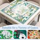 Elpwk Chinese Garden Teal Green Chinoiserie Pavilion Lake Mahjong Mat 31.5x31.5 Inch, Non-Slip and Noise Reduction Mah Jong Table Mat Cover Gifts for Mahjong Lovers Poker Board Games Dominoes