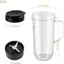 5-piece Magic Bullet Blender Cups, Tall 22oz Cup with Flip-Top To-Go Lid, Cross Blade, Blender Replacement Parts, Mug with Handle Compatible with Magic Bullet 250w MB1001