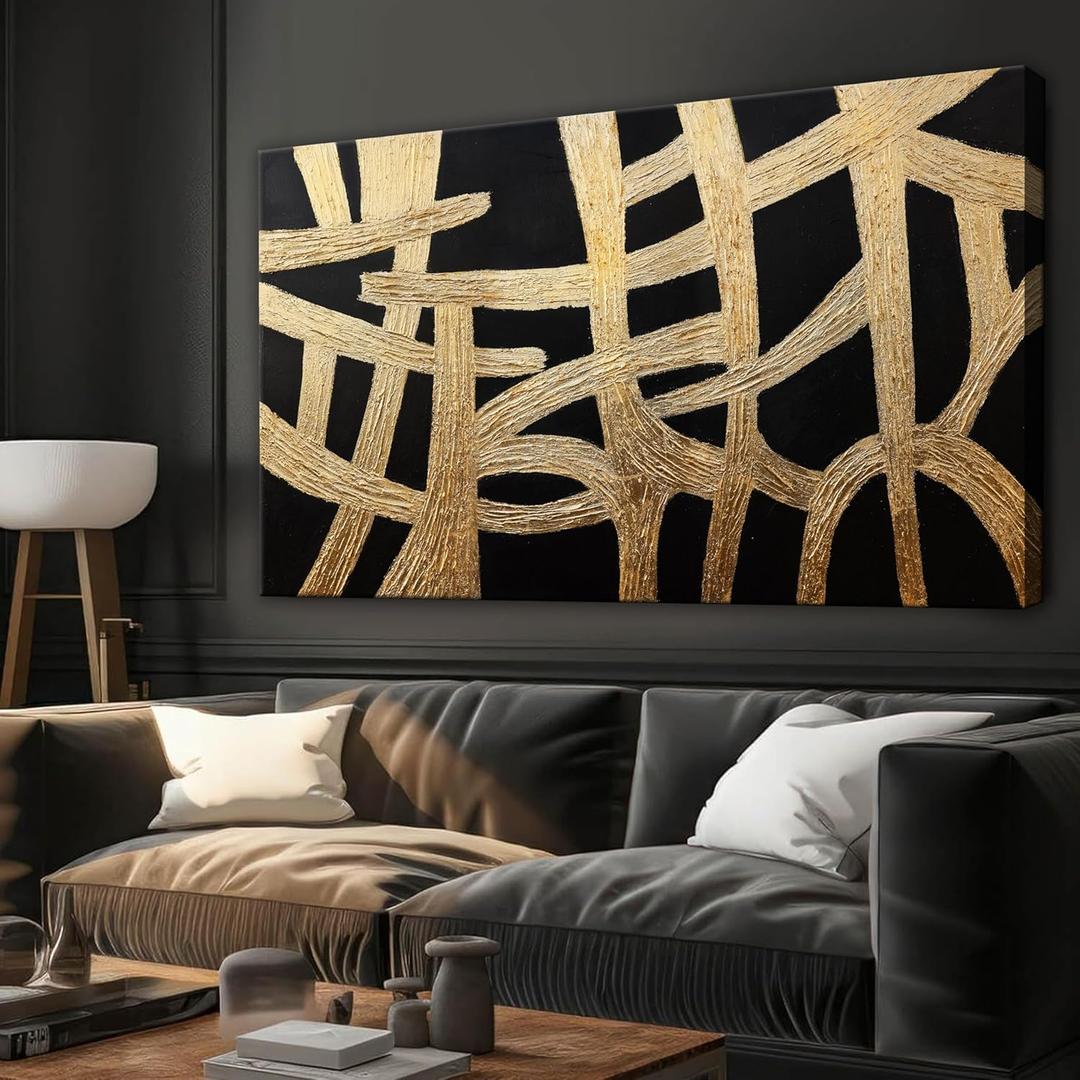 Dimpaga Abstract Canvans Wall Art Paintings Modern Wall art Decor Black And Gold Lines Texture Artwork for Walls Minimalist Wall Art Living Room Decor For Room Bedroom Office Wall Decor 20x40 Inch Dimpaga Abstract Canvans Wall Art Paintings Modern Wall art Decor Black And Gold Lines Texture Artwork for Walls Minimalist Wall Art Living Room Decor For Room Bedroom Office Wall Decor 20x40 Inch