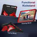 Scnioy Case for iPad (A16) 11th Generation 2025, iPad 10th Generation Case 2022, Kids Friendly i Pad 10th Gen Cover with Multi-Angles Kickstand Shoulder Strap Screen Protector 11/10.9 Inch, Black Red