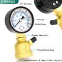 0-15PSI Air Test Pressure gauges, 2" Double Graduated Dial, 3/4" FNPT Forged Brass Bell Shape Body Assembly, 1/8" NPT Air Bleeding Valve, for Pressure Testing on Home Gas Line