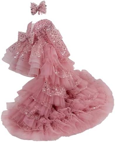 bluqulo Girls' Dresses Flying Sleeve Puffy Princess Dresses Flower Girl Wedding Birthday Party Dresses. Size 80
