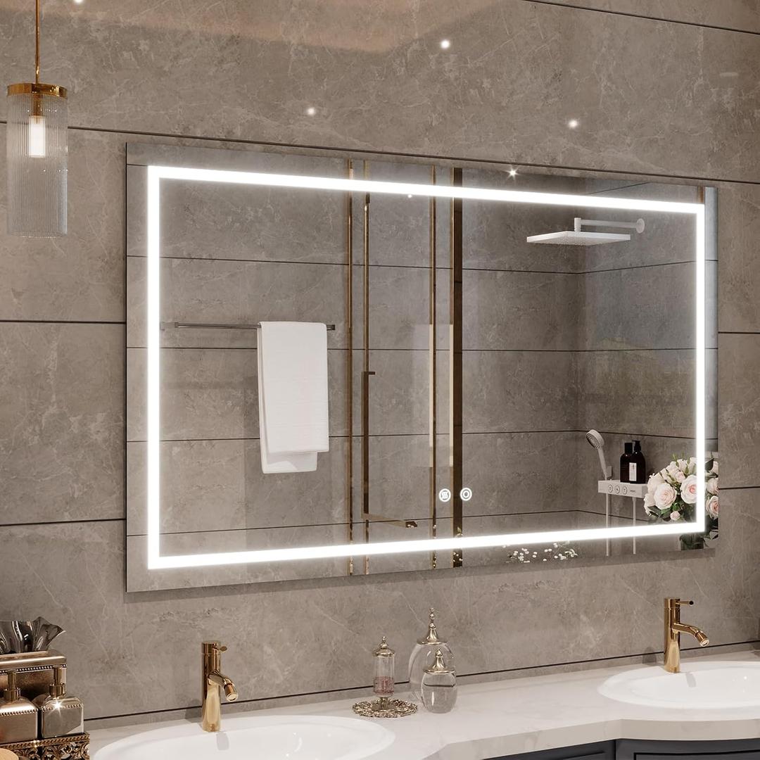 24"x32" LED Bathroom Mirror with Front Lights, Dimmable Vanity Mirror with Anti-Fog, Wall Mounted Lighted Mirror for Bathroom, CRI 90+ Brightness, Horizontal or Vertical Hanging