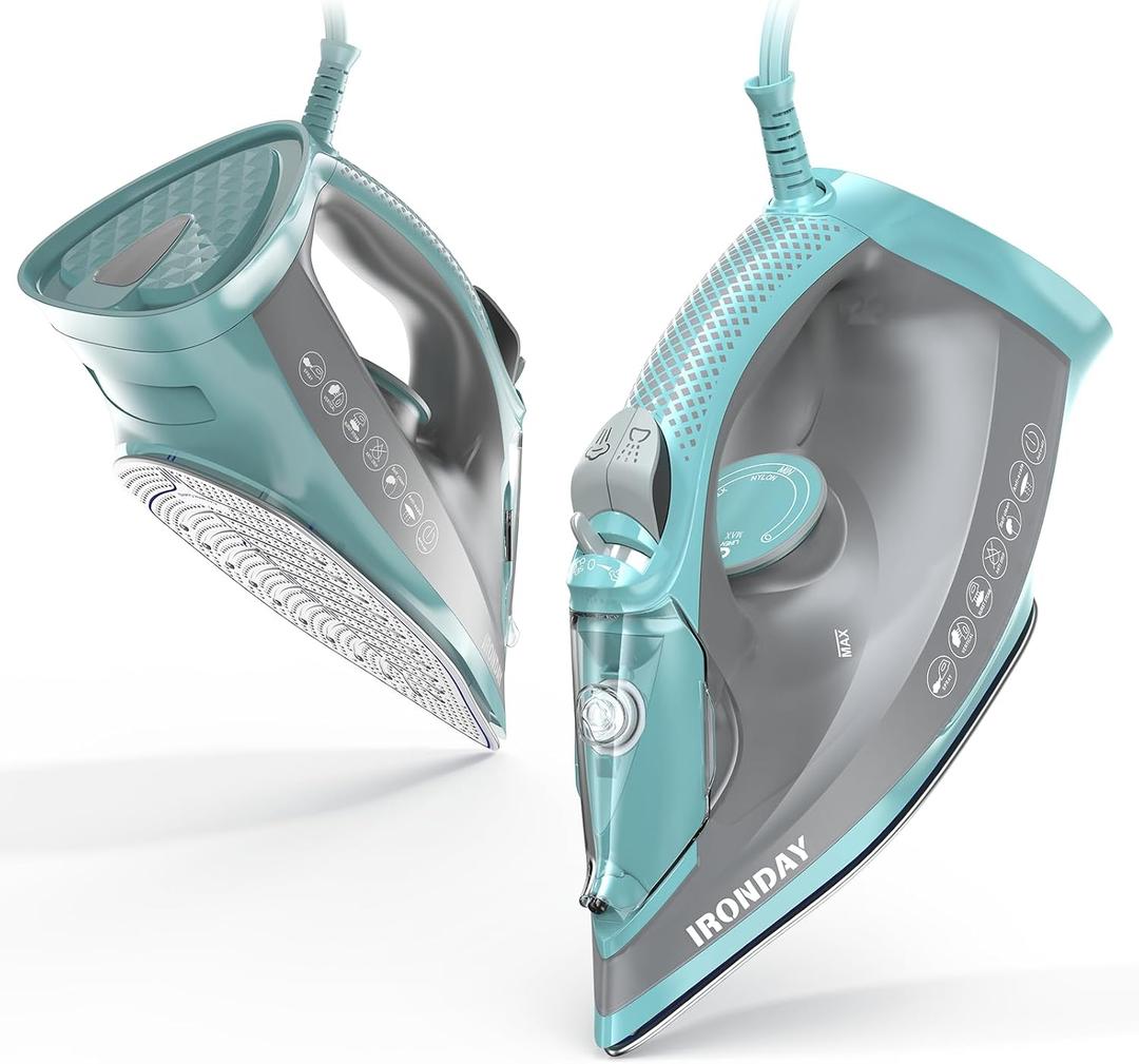 Steam Iron for Clothes, 1800W Cloth Iron with Ceramic Soleplate, Auto-Off, 20s Fast Heat-up,Burst of Steam, Self-Cleaning, 20.28oz Water Tank for Home Ironing