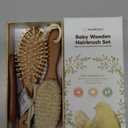 Baby Hair Brush and Comb Set for Newborn - Wooden Baby Hair Brush Set with Soft Goat Bristle, Baby Brush Set for Newborns,Baby Brush and Comb Set Girl, Boy,Toddler Cradle Cap Brush (Oval, Dark Walnut)