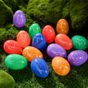 JOYIN 72 Pcs Plastic Iridescent Printed Bright Easter Eggs 3.15" Tall for Easter Hunt, Basket Stuffers Fillers, Classroom Prize Supplies, Filling Treats and Party Favor
