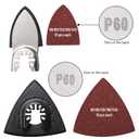 104Pcs Oscillating Tool Detail Sanding Pads Kit 2Pcs Triangle Sanding Pads and 2Pcs Finger Sanding Pad 100Pcs Multitool Sandpaper Grit Fit for Finishing Wood Sanding Plaster