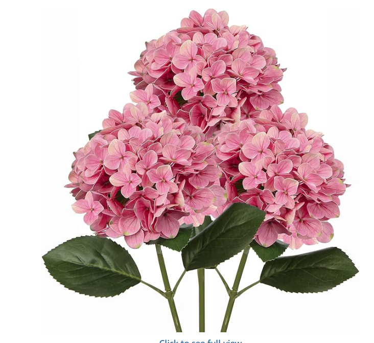 DILATATA Faux Hydrangea Large Artificial Purple Hydrangea Flowers 26" Real Touch Hydrangea Flowers Lifelike Silk Hydrangea Stems for Wedding Party Garden Home Decoration, Pink
