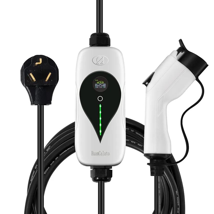 SAE J1772 Portable Level 2 EV Charger, 32Amp, 90-260V, 7KW, Charging Cable with NEMA 10-30 Male Plug Home Charging, Indoor/Outdoor EV Charge Station Charge Gun