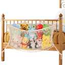 Stuffed Animal Storage Net, Large Bedside Toy Organizer Net, Cotton Plushie Toy Storage Hammock with Tether for Stuffed Animals Playroom Organization, Beige