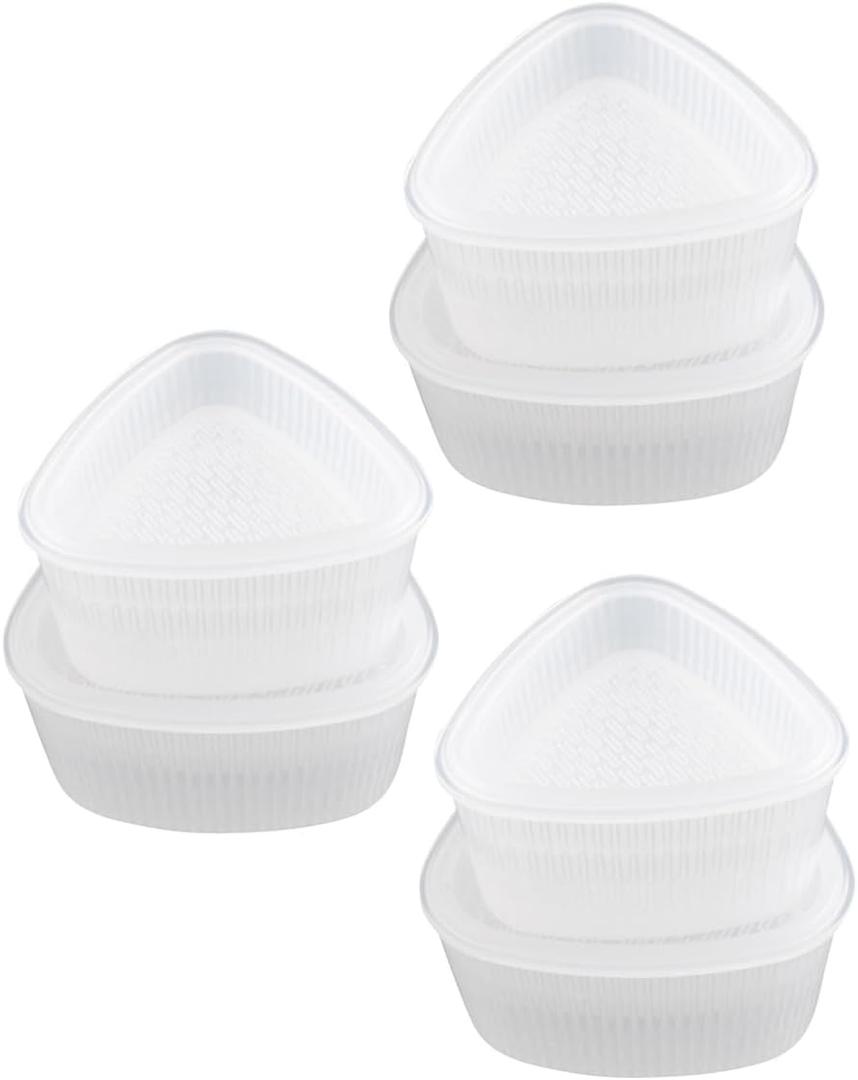 Hemoton Sushi Mold Set Triangle Rice Ball Molds Onigiri Moulds Sushi Maker Kitchen Tool for Home and Restaurant 2.95X2.95X1.77In 6Pcs