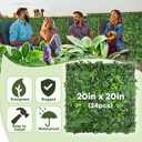 Artificial Green Boxwood Grass Panels: 20"x 20"(24P) UV Protected