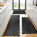 Kitchen Mats for Floor,3PCS Black Kitchen Rugs,Non-Slip Standing Mat,Cushioned Anti Fatigue Waterproof Foam Kitchen Rug Set for Office Sink Laundry