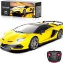 Lamborghini Remote Control Car, 1:24 Scale Electric Sport Racing Hobby Toy Car Lamborghini Model Vehicle for Boys Girls Birthday Gifts, Yellow