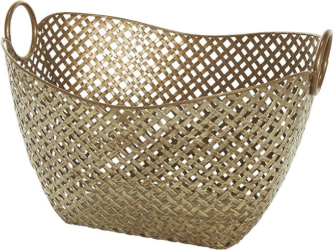 Deco 79 Woven Metal Storage Basket with Handles