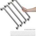 4 Pack 24 Inch Shower Grab Bars, YuanDe Brushed Nickel Stainless Steel Bathroom Wall Grab Bar Handle, Shower Balance Bar, Safety Hand Rail Support, Handicap Elderly Senior Bath Grab Handle(1.25" Tube)