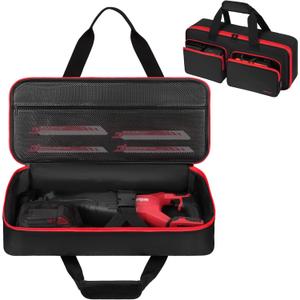 Carrying Case Compatible with Milwaukee M18 2821-20/2621-20/2722-20 Reciprocating Saw and DEWALT 20V/60V DCS380B/DCS382B/DCS389B, with Multiple Accessory Pockets for RYOBI PCL515B Reciprocating Saw (Red)