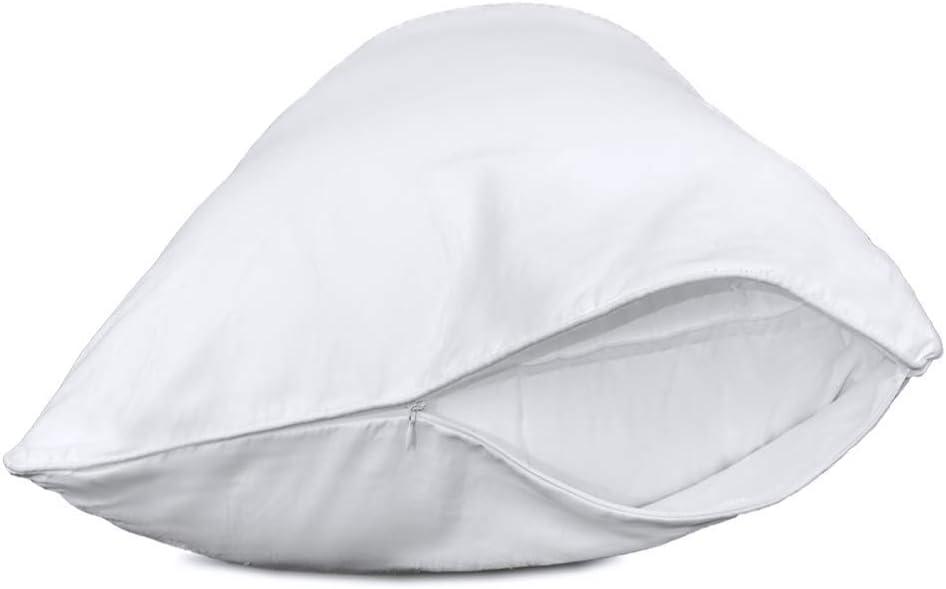 Precoco Pillow Cases Standard Size Set of 2 | 100% Cotton White Pillowcases Standard with 600 Threads | Stable Pillow Covers with Zipper Hidden for Hotel Quality, 20x26