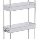 SPACEKEEPER Slim Rolling Storage Cart 4 Tier Bathroom Organizer Mobile Shelving Unit Storage Rolling Utility Cart Tower Rack for Kitchen Bathroom Laundry Narrow Places, Gray