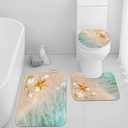 Britimes Beach Seashell Ocean Bathroom Rug Set of 3, 3 Pieces Bath Mats Set, Non-Slip Washable Cover Floor Rug Decorations for Kitchen Bathroom Bedroom (Clear)