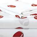 Chezmoi Collection 4-Piece Kids/Teens Sports Sheet Set - Soft Polyester White Brown Football, Queen Size