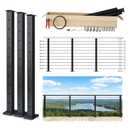 Muzata 5ft-10ft Cable Railing Kit 36" 2PACK Black Posts PS02 with 150ft 1/ 8 Stainless Steel Cable WR19 Cable Railing System DIY Kit (No Handrail), RWS2 BH4S